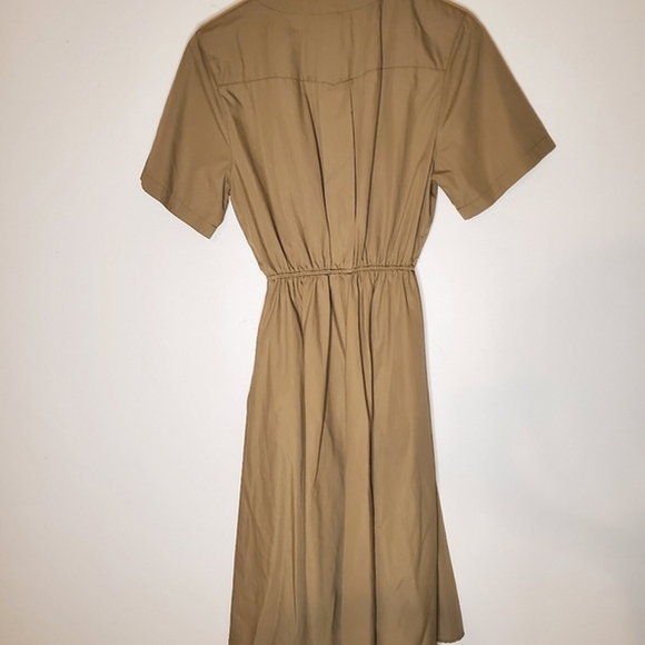 Revolution Muse Army-Influenced Dress with Pocket, Gathered Waist & Red Buttons - Picture 11 of 16